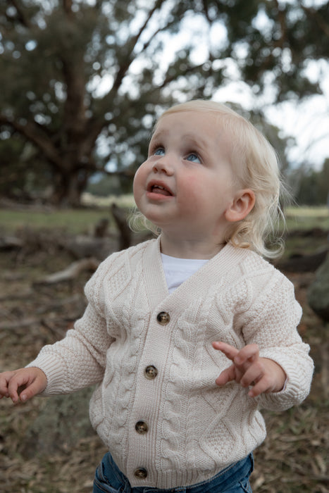 Merino Classic Cable Knit Merino Wool Cardigan
