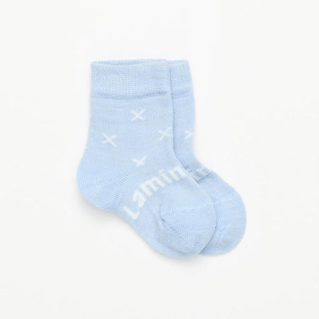 Merino Wool Crew Socks for Babies in Blue Cross - The Woolly Brand