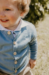 Cornflower Essential Extra Fine Merino Wool Infant Cardigan - The Woolly Brand