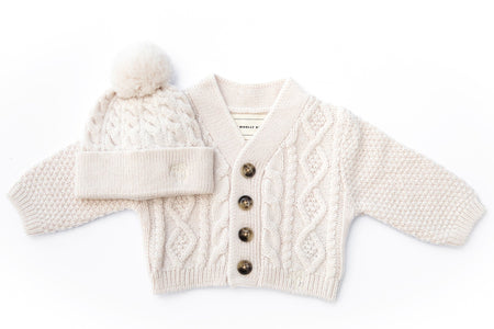 Merino Classic Cable Knit Cardigan-Beanie BUNDLE - The Woolly Brand