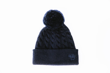 Midnight Classic Cable Knit Beanie - The Woolly Brand