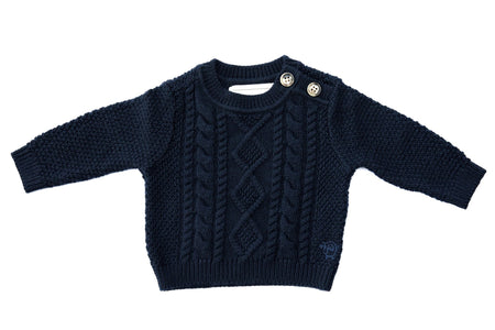 Midnight Classic Cable Knit Merino Wool Jumper - The Woolly Brand