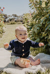 Midnight Essential Extra Fine Merino Wool Infant Cardigan - The Woolly Brand