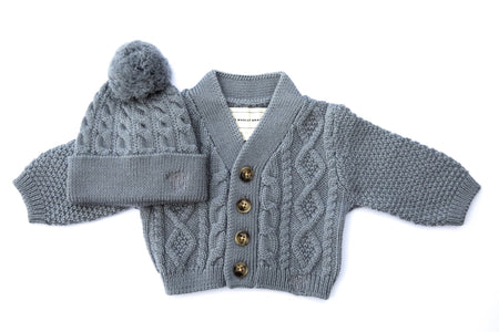 Storm Classic Cable Knit Cardigan-Beanie BUNDLE - The Woolly Brand