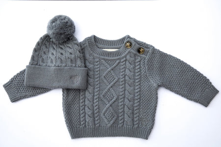 Storm Classic Cable Knit Jumper-Beanie BUNDLE - The Woolly Brand